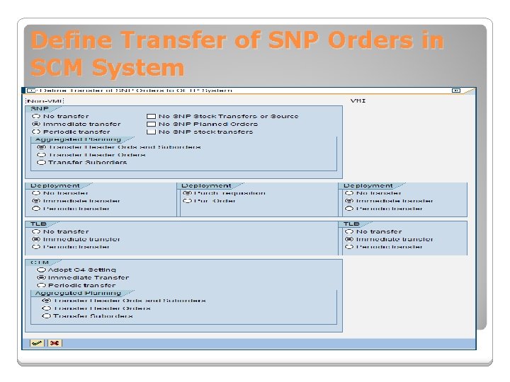 Define Transfer of SNP Orders in SCM System 