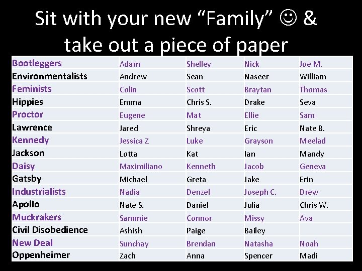 Sit with your new “Family” & take out a piece of paper Bootleggers Environmentalists