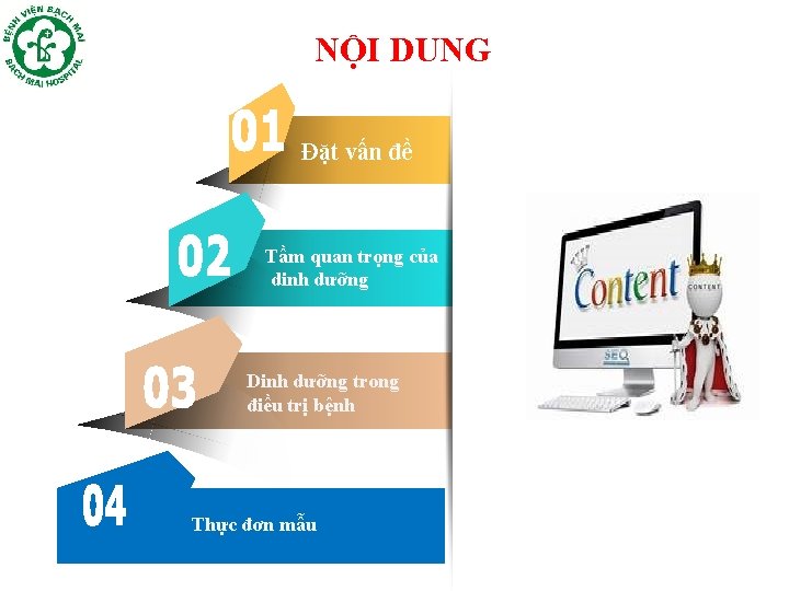 NỘI DUNG Đặt vấn đề Tầm quan trọng của dinh dưỡng Dinh dưỡng trong