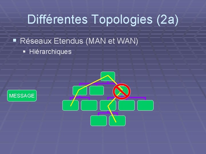 Différentes Topologies (2 a) § Réseaux Etendus (MAN et WAN) § Hiérarchiques MESSAGE 