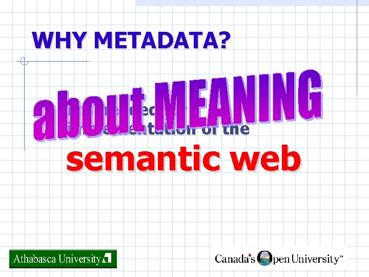 WHY METADATA? It’s needed for implementation of the semantic web Tele. Campus 
