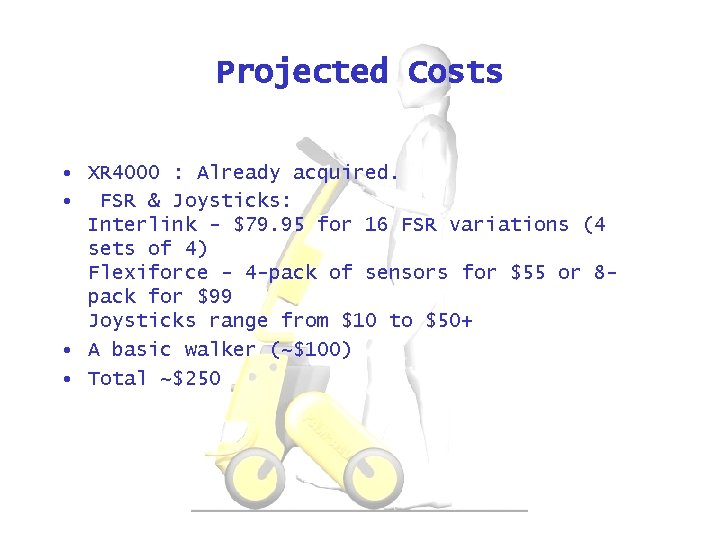 Projected Costs • XR 4000 : Already acquired. • FSR & Joysticks: Interlink -