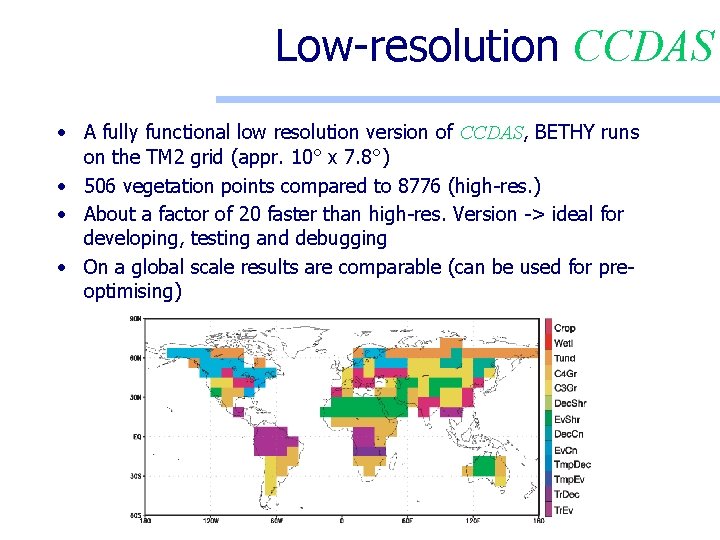 Low-resolution CCDAS • A fully functional low resolution version of CCDAS, BETHY runs on