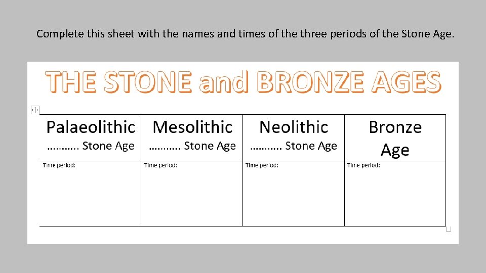 Complete this sheet with the names and times of the three periods of the