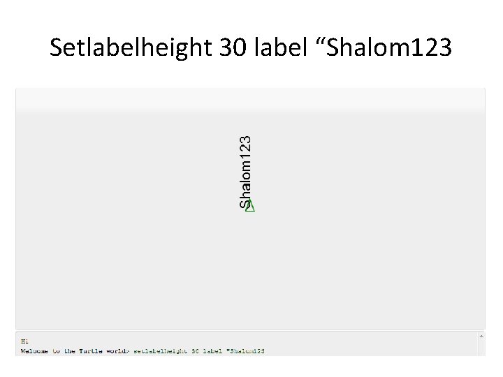 Setlabelheight 30 label “Shalom 123 