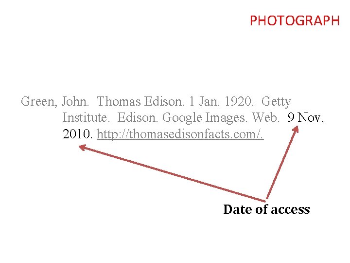 PHOTOGRAPH Green, John. Thomas Edison. 1 Jan. 1920. Getty Institute. Edison. Google Images. Web.