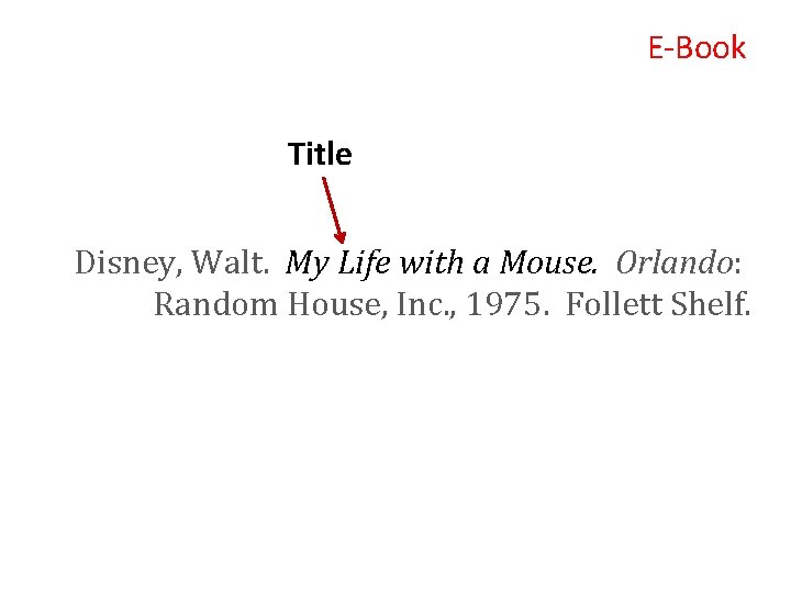 E-Book Title Disney, Walt. My Life with a Mouse. Orlando: Random House, Inc. ,