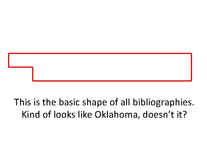 This is the basic shape of all bibliographies. Kind of looks like Oklahoma, doesn’t