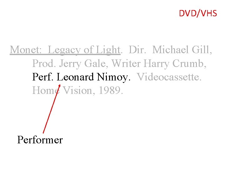 DVD/VHS Monet: Legacy of Light. Dir. Michael Gill, Prod. Jerry Gale, Writer Harry Crumb,