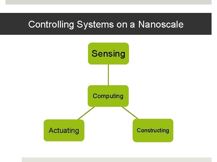 Controlling Systems on a Nanoscale Sensing Computing Actuating Constructing 