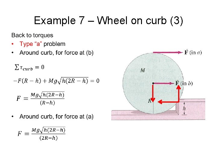 Example 7 – Wheel on curb (3) • 