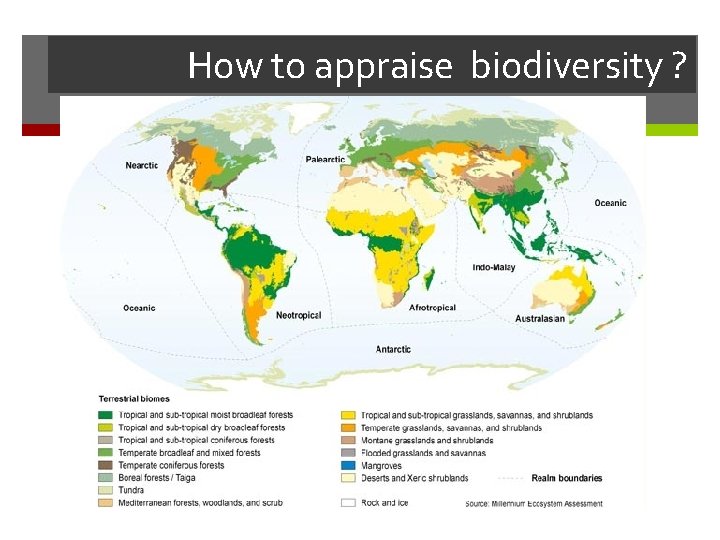 How to appraise biodiversity ? 