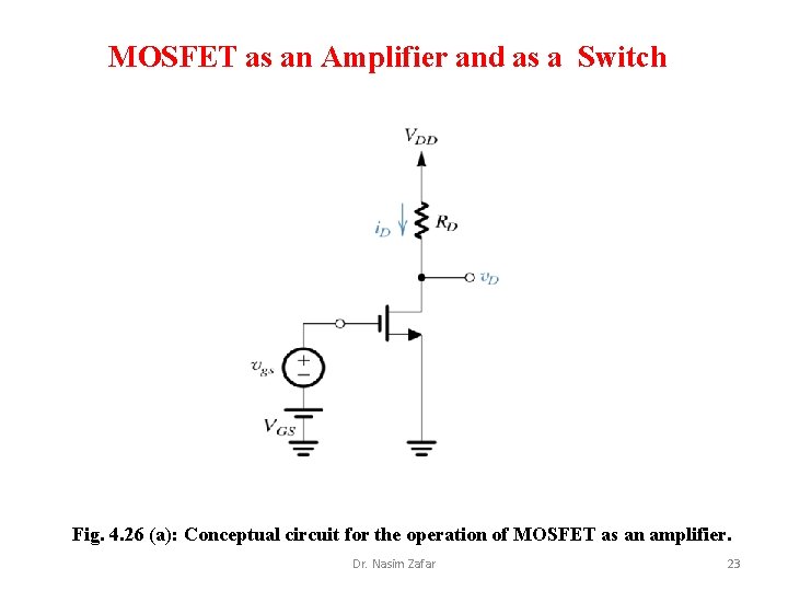 MOSFET as an Amplifier and as a Switch Fig. 4. 26 (a): Conceptual circuit