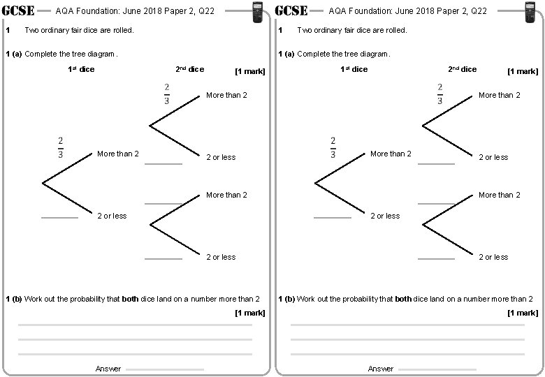 AQA Foundation: June 2018 Paper 2, Q 22 1 AQA Foundation: June 2018 Paper