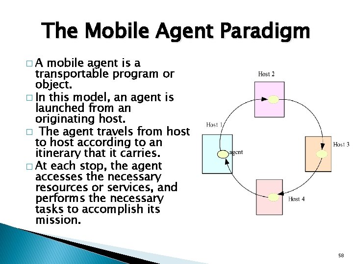 The Mobile Agent Paradigm �A mobile agent is a transportable program or object. �