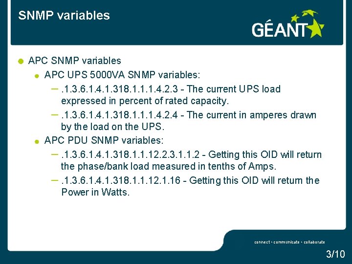 SNMP variables APC UPS 5000 VA SNMP variables: –. 1. 3. 6. 1. 4.