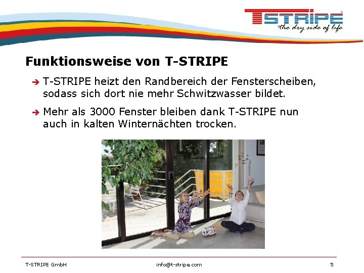 Funktionsweise von T-STRIPE heizt den Randbereich der Fensterscheiben, sodass sich dort nie mehr Schwitzwasser