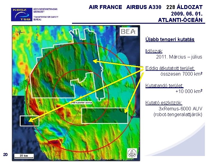 AIR FRANCE AIRBUS A 330 228 ÁLDOZAT 2009. 06. 01. ATLANTI-ÓCEÁN Újabb tengeri kutatás