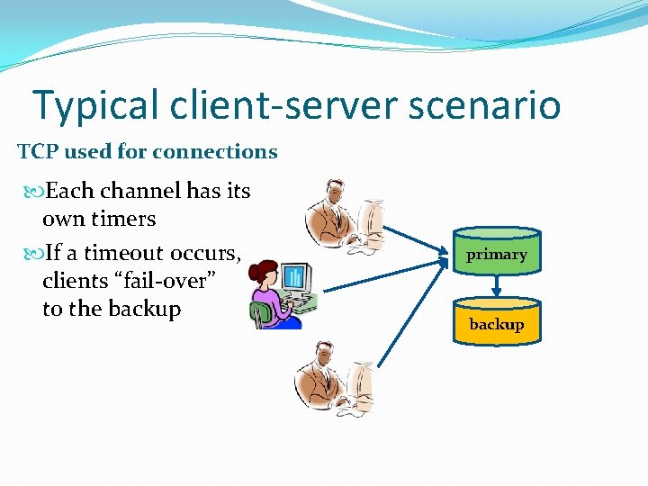 Typical client-server scenario TCP used for connections Each channel has its own timers If Typical client-server scenario TCP used for connections Each channel has its own timers If