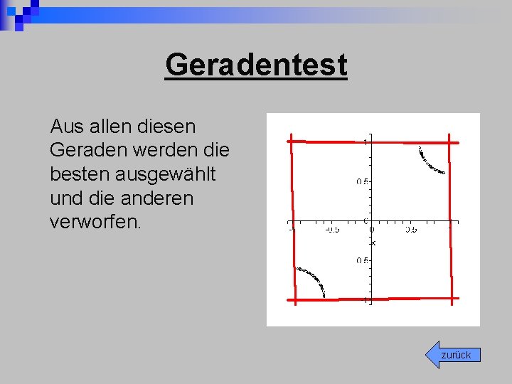 Geradentest Aus allen diesen Geraden werden die besten ausgewählt und die anderen verworfen. zurück