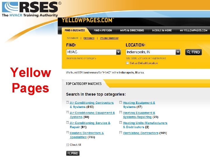 Yellow Pages © 2008 RSES International All Rights Reserved 72 