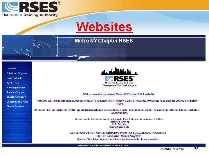 Websites © 2008 RSES International All Rights Reserved 78 