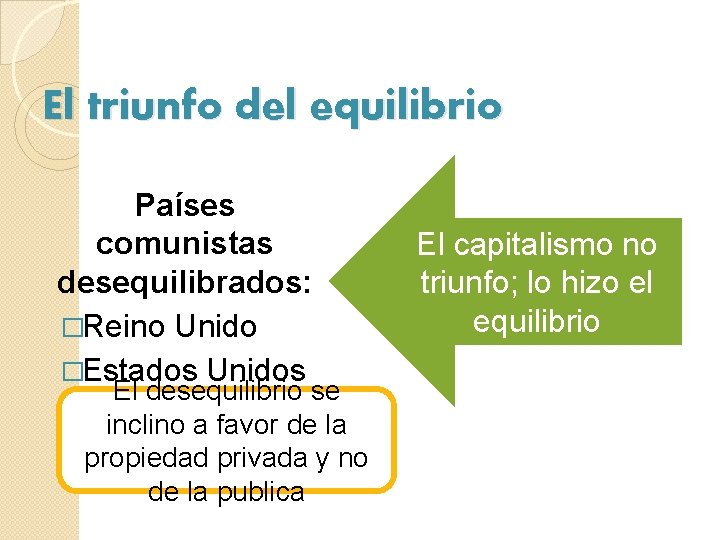 El triunfo del equilibrio Países comunistas desequilibrados: �Reino Unido �Estados Unidos El desequilibrio se