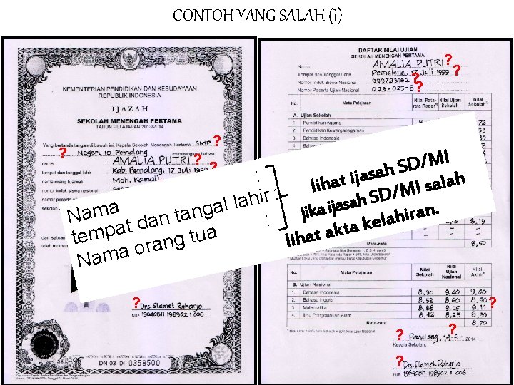 CONTOH YANG SALAH (I) ? ? ? I M / D S h a