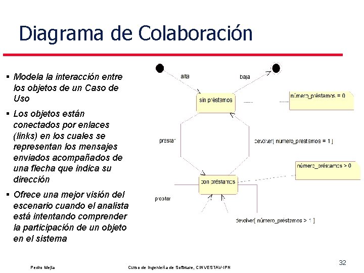 Diagrama de Colaboración § Modela la interacción entre los objetos de un Caso de