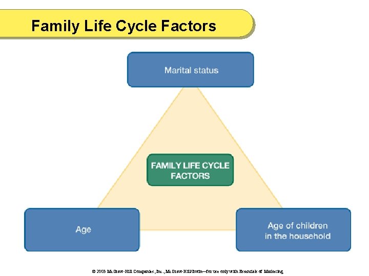 Family Life Cycle Factors © 2003 Mc. Graw-Hill Companies, Inc. , Mc. Graw-Hill/Irwin—for use