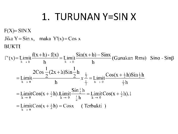 1. TURUNAN Y=SIN X 