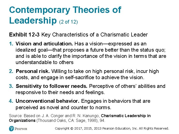 Contemporary Theories of Leadership (2 of 12) Exhibit 12 -3 Key Characteristics of a