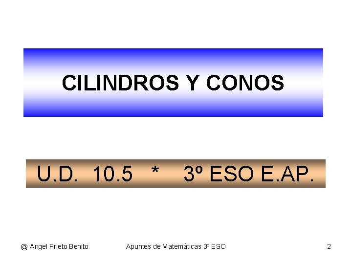 CILINDROS Y CONOS U. D. 10. 5 * @ Angel Prieto Benito 3º ESO