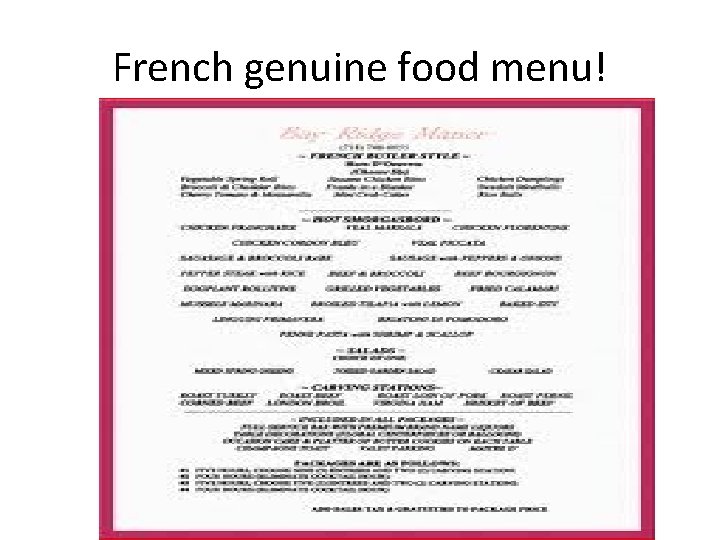 French genuine food menu! 