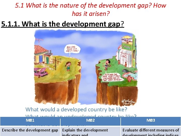 5. 1 What is the nature of the development gap? How has it arisen?