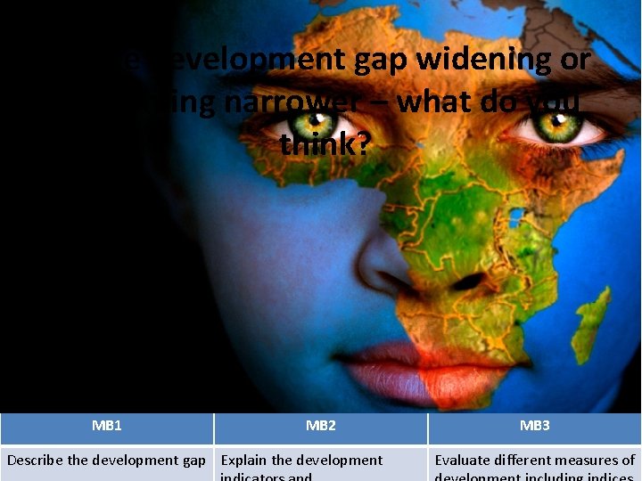 Is the development gap widening or becoming narrower – what do you think? MB