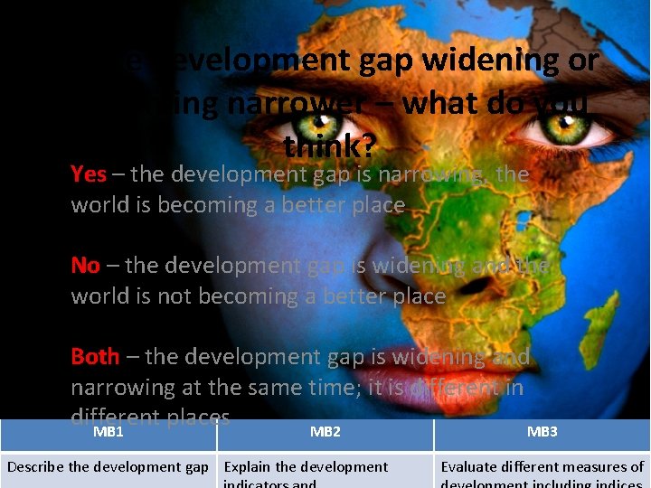 Is the development gap widening or becoming narrower – what do you think? Yes