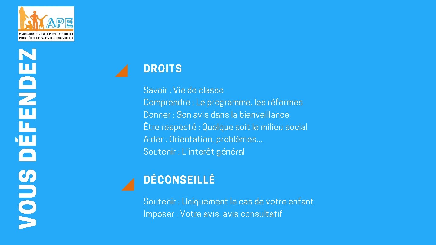 VOUS DÉFENDEZ DROITS Savoir : Vie de classe Comprendre : Le programme, les réformes