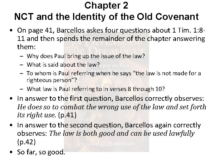 Chapter 2 NCT and the Identity of the Old Covenant • On page 41,