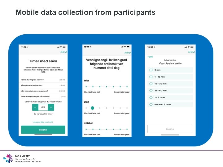 Mobile data collection from participants 