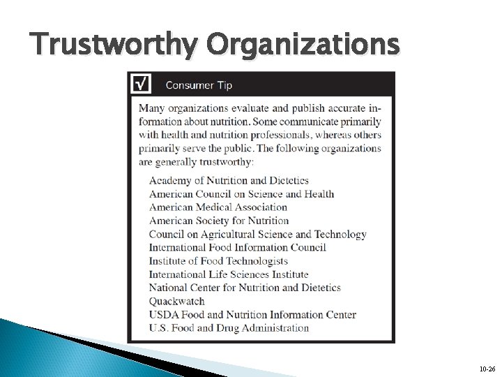 Trustworthy Organizations 10 -26 