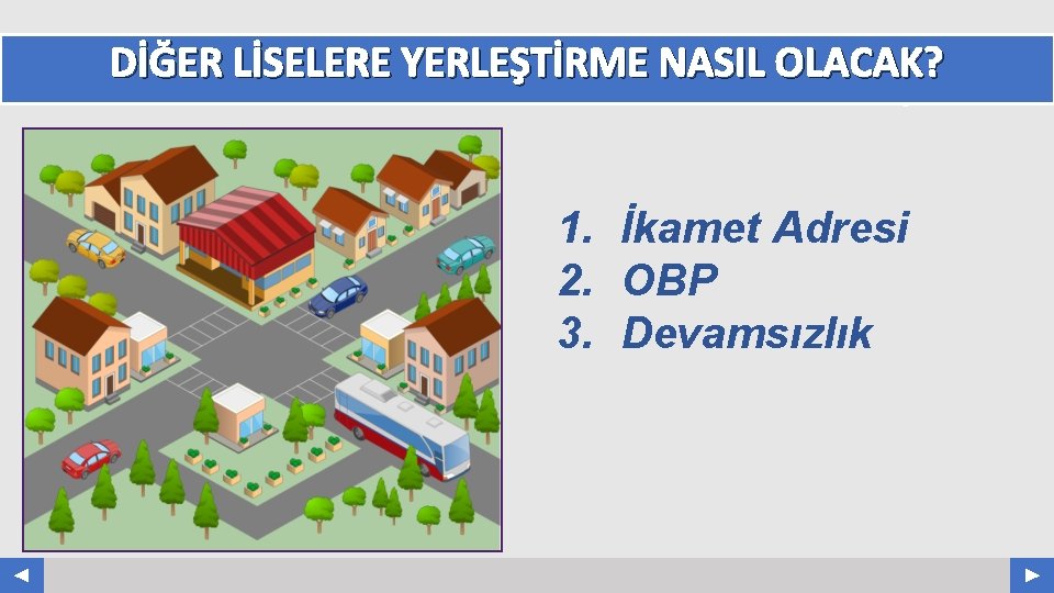 DİĞER LİSELERE YERLEŞTİRME NASIL OLACAK? Your Log o 1. İkamet Adresi 2. OBP 3.