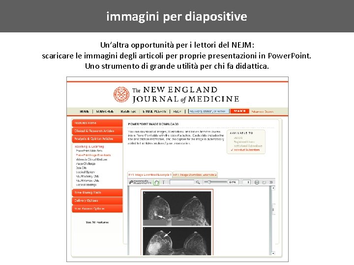 immagini per diapositive Un’altra opportunità per i lettori del NEJM: scaricare le immagini degli