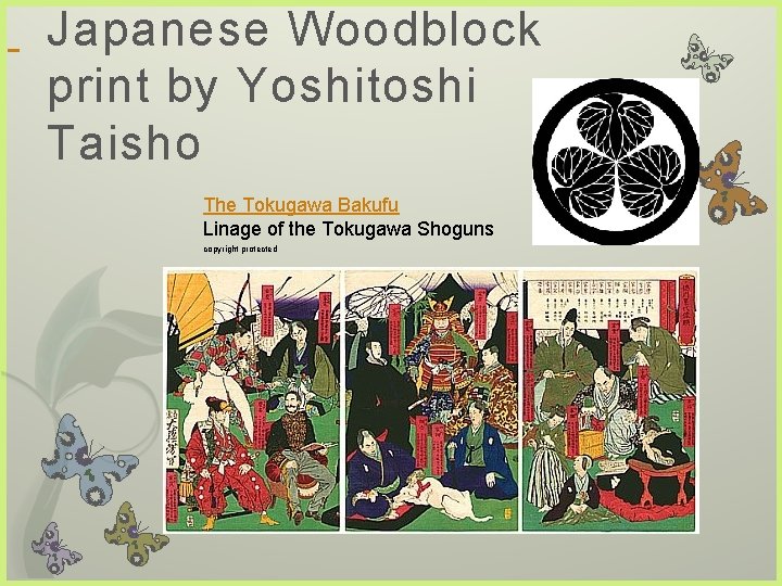 Japanese Woodblock print by Yoshitoshi Taisho The Tokugawa Bakufu Linage of the Tokugawa Shoguns