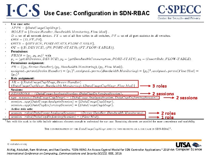 Use Case: Configuration in SDN-RBAC . 3 roles 2 sessions 2 roles 1 role