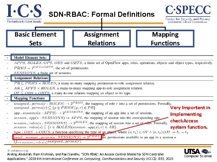 SDN-RBAC: Formal Definitions Basic Element Sets Assignment Relations Mapping Functions Very Important in Implementing
