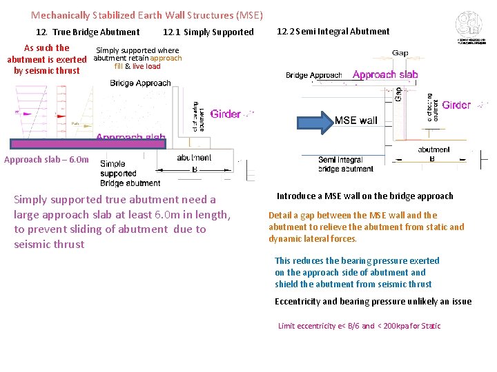Mechanically Stabilized Earth Wall Structures (MSE) 12. True Bridge Abutment 12. 1 Simply Supported