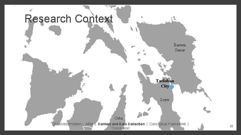 Research Context Eastern Samar Tacloban City Leyte Cebu Observed Problem | ABM | Context