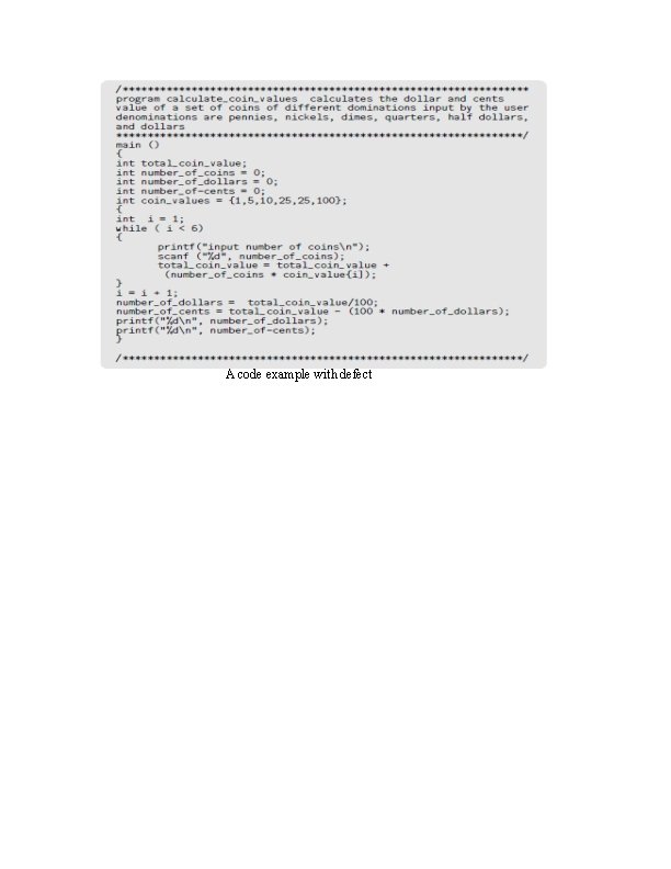 A code example with defect 