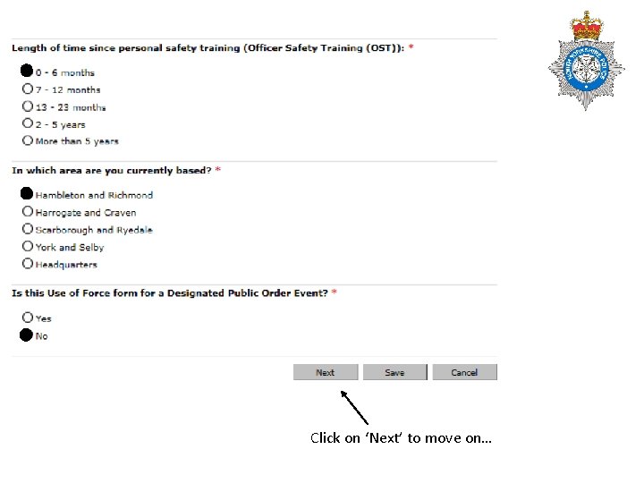 Click on ‘Next’ to move on… 